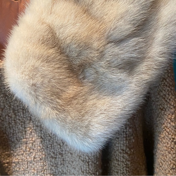 Vintage Berona tan beige swing Wool coat with white mink collar estimated sz M/L - Picture 8 of 17